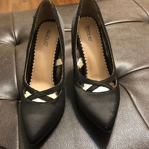Satin Heel Pumps Shoes Glitter Strap Satin Party Formal Dress Cut Out Prom Girl